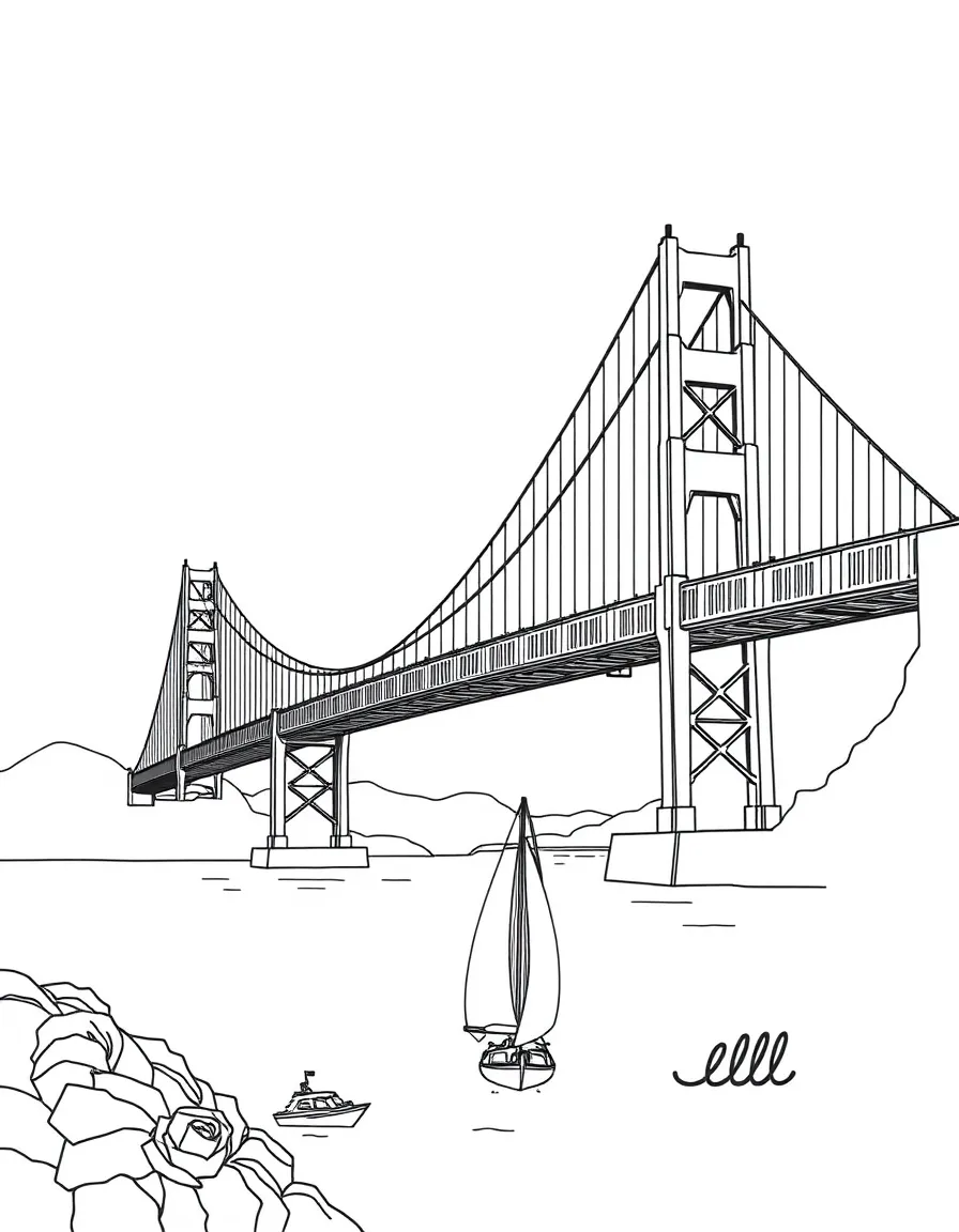 The Golden Gate Bridge in San Francisco, USA, with a sailboat passing under.