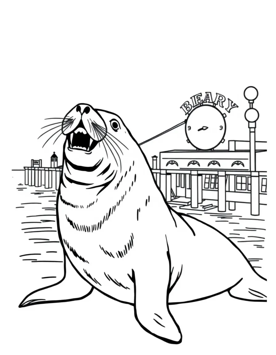 A friendly sea lion barking at Pier 39, San Francisco.