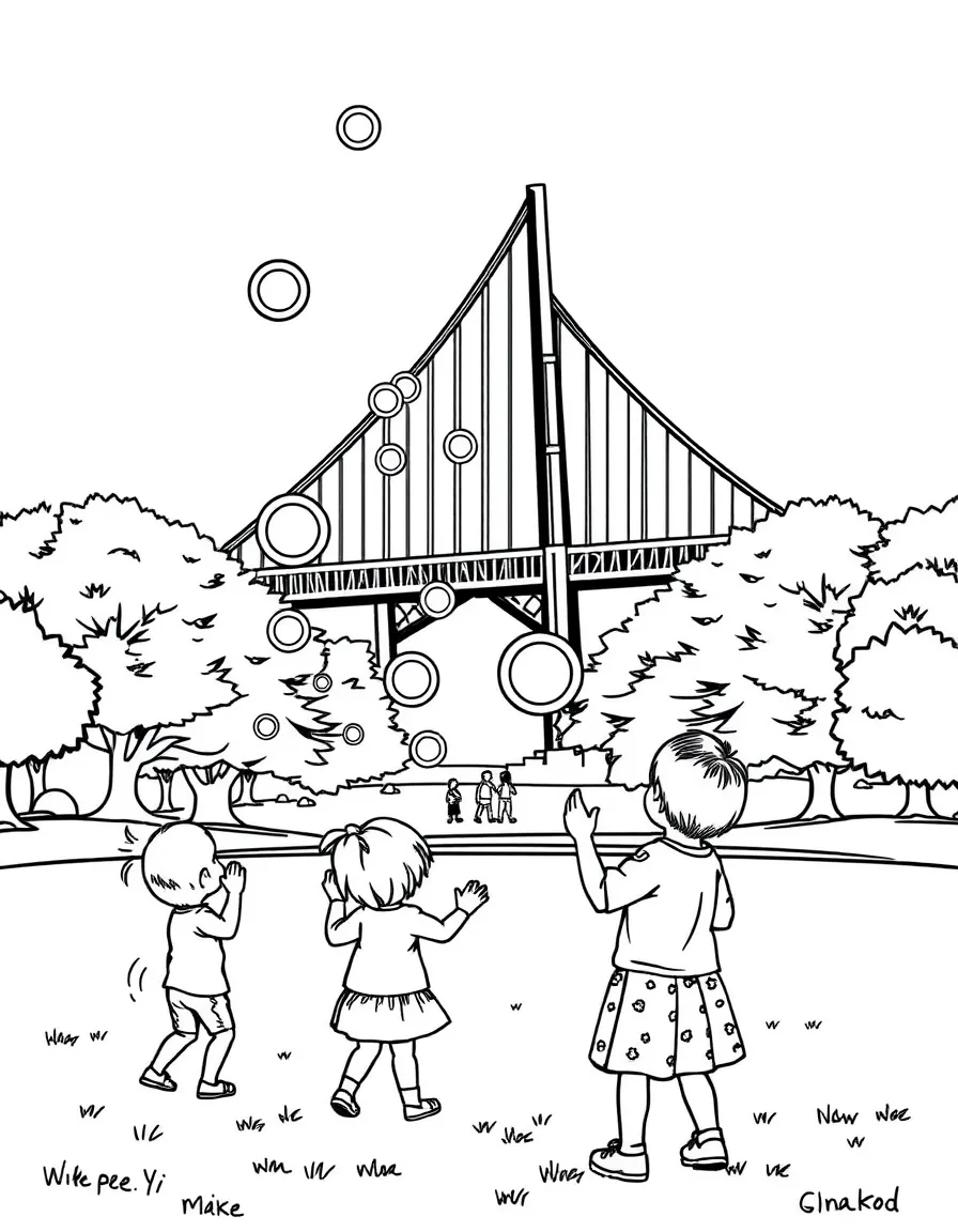 Kids playing with bubbles in Golden Gate Park, San Francisco.