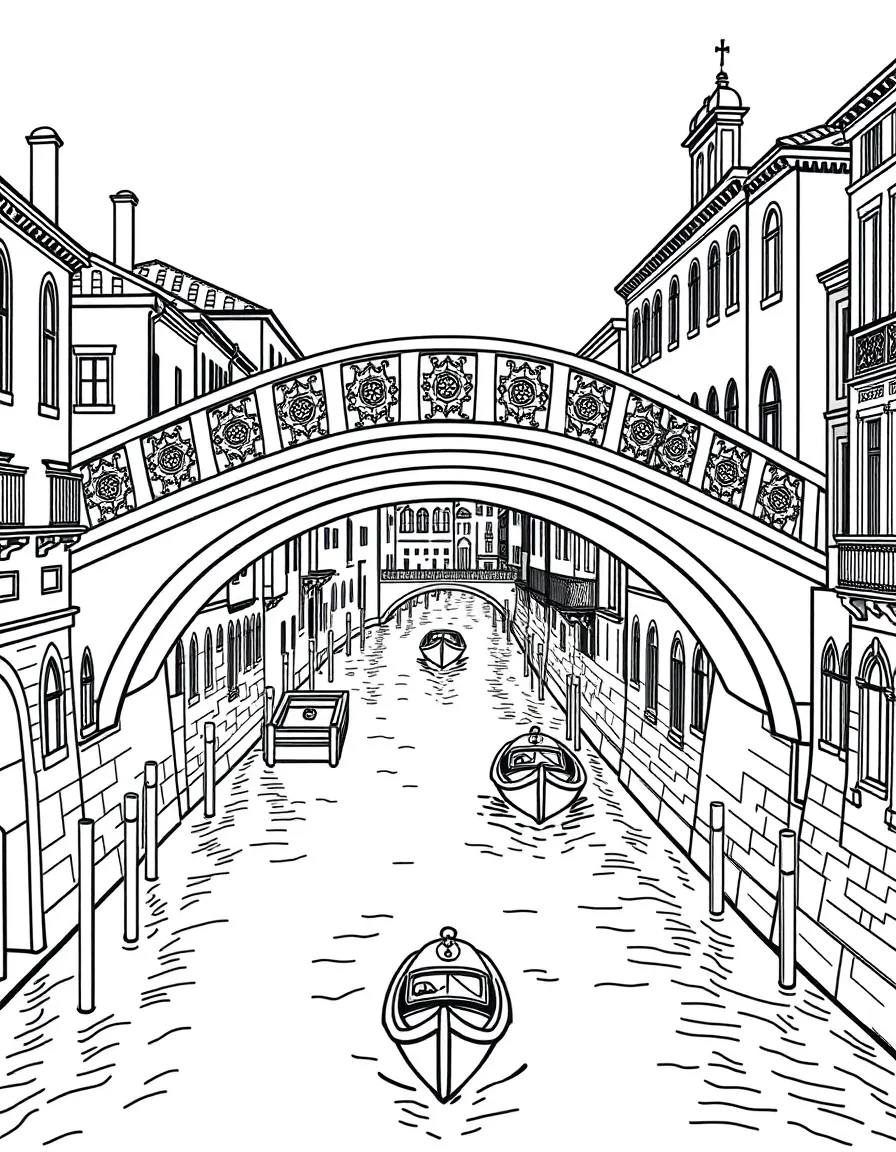 A charming bridge over a canal in Venice, Italy, with tiny boats passing.