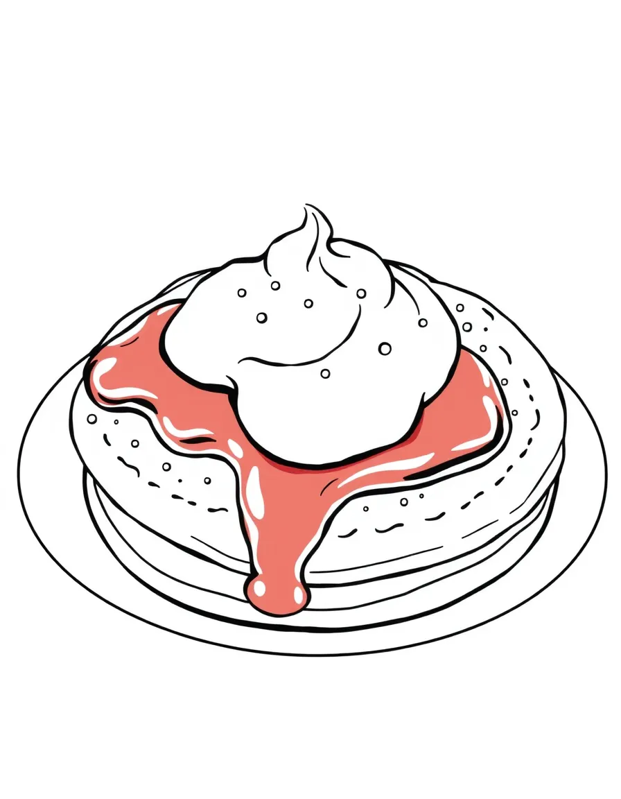 A delicious blini (Russian pancake) with sour cream and jam.