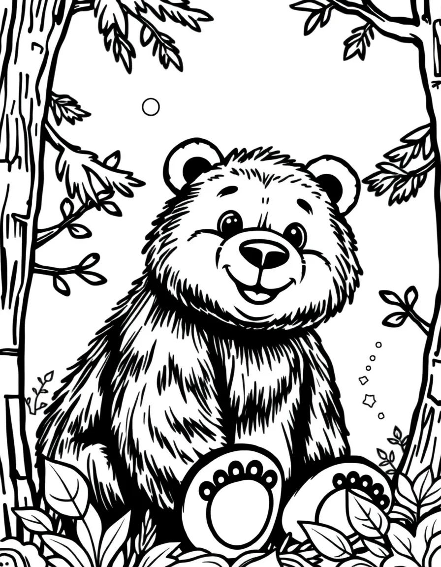 A friendly bear (not real, stuffed!) in a Russian forest.