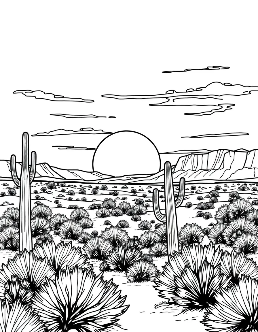 A peaceful sunset over the desert in the American Southwest.