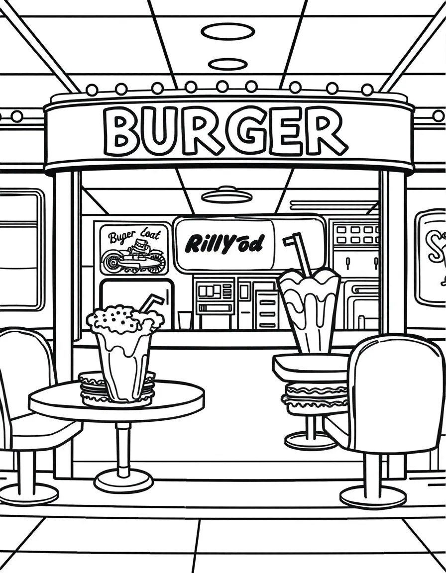 A classic American diner with burgers and milkshakes.
