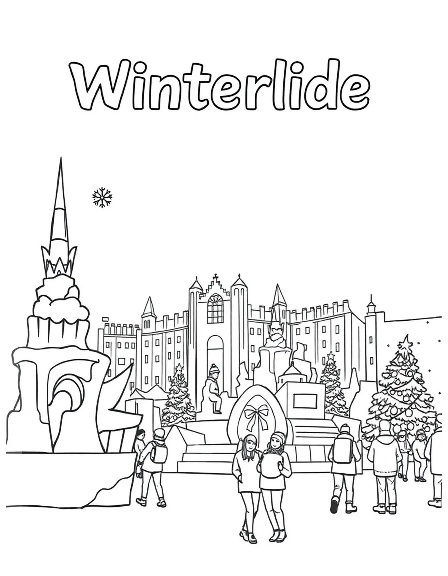 A festive Winterlude festival in Ottawa, Canada, with ice sculptures.