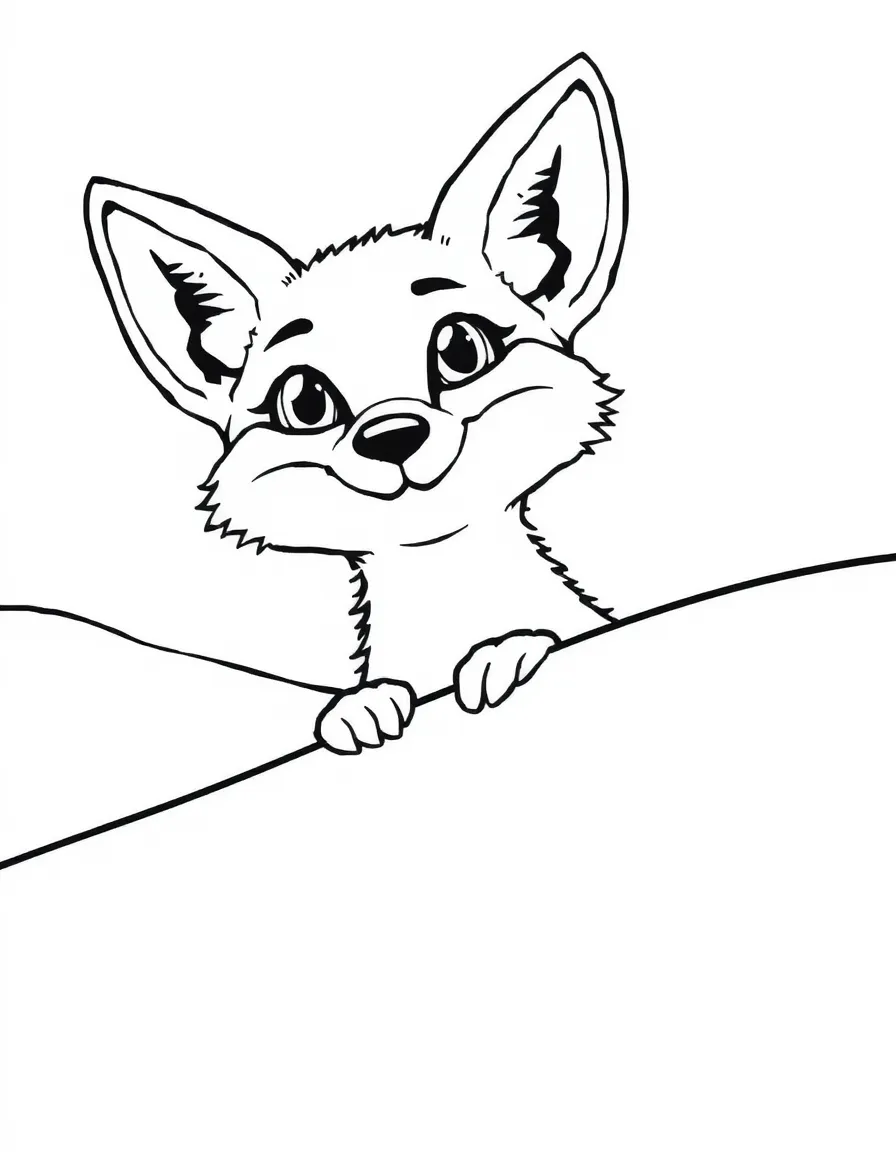 A friendly desert fox peeking from a sand dune in Egypt.