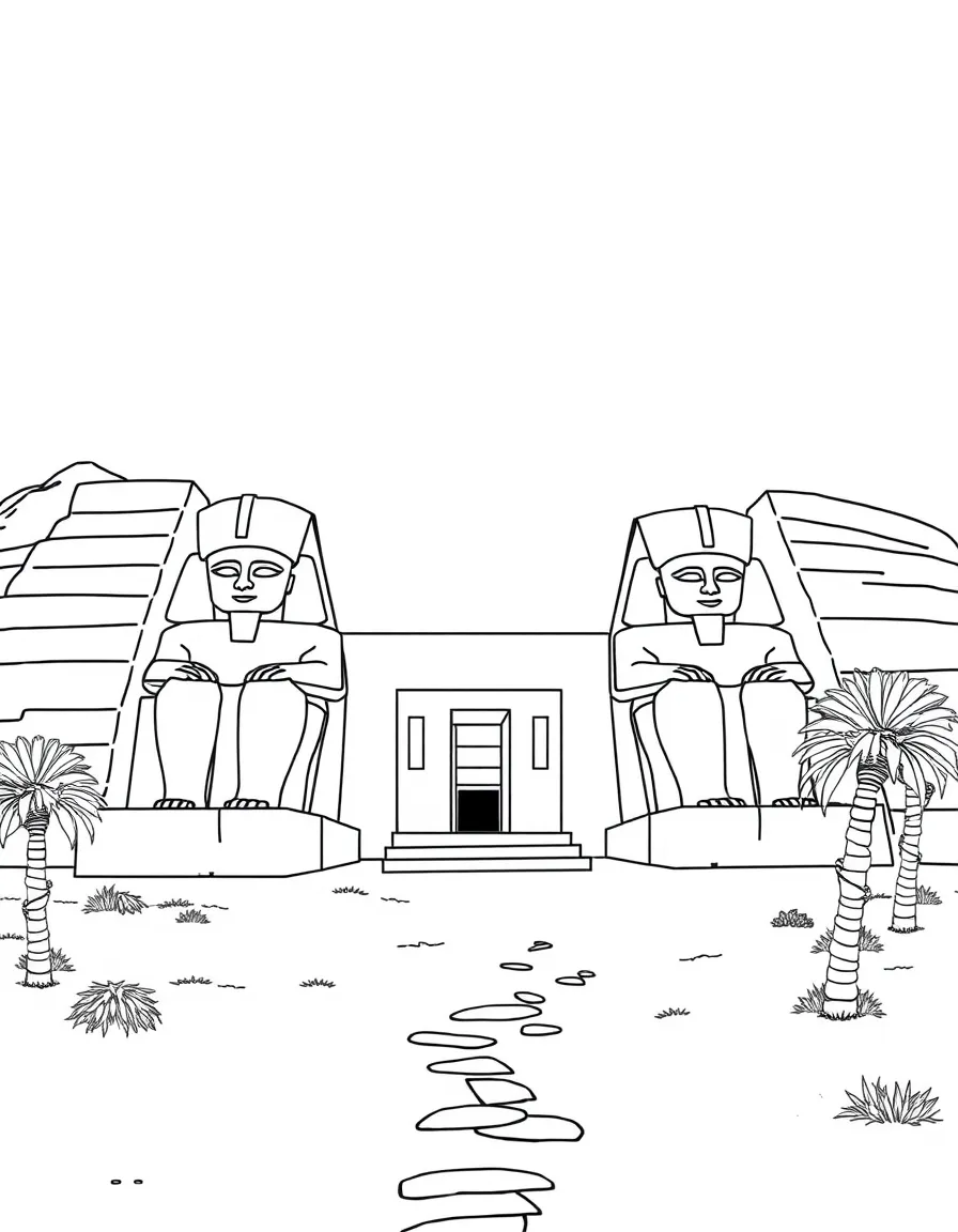 A peaceful view of the Abu Simbel temples in Egypt.
