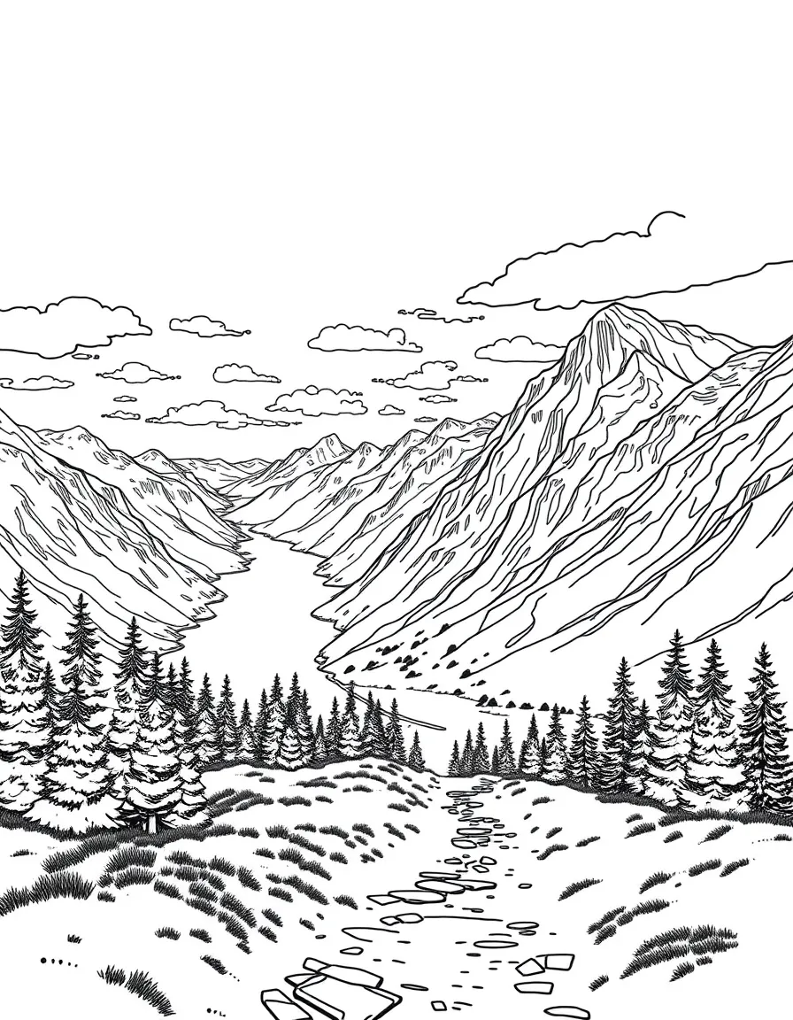 A peaceful hike through a Norwegian national park with stunning views.