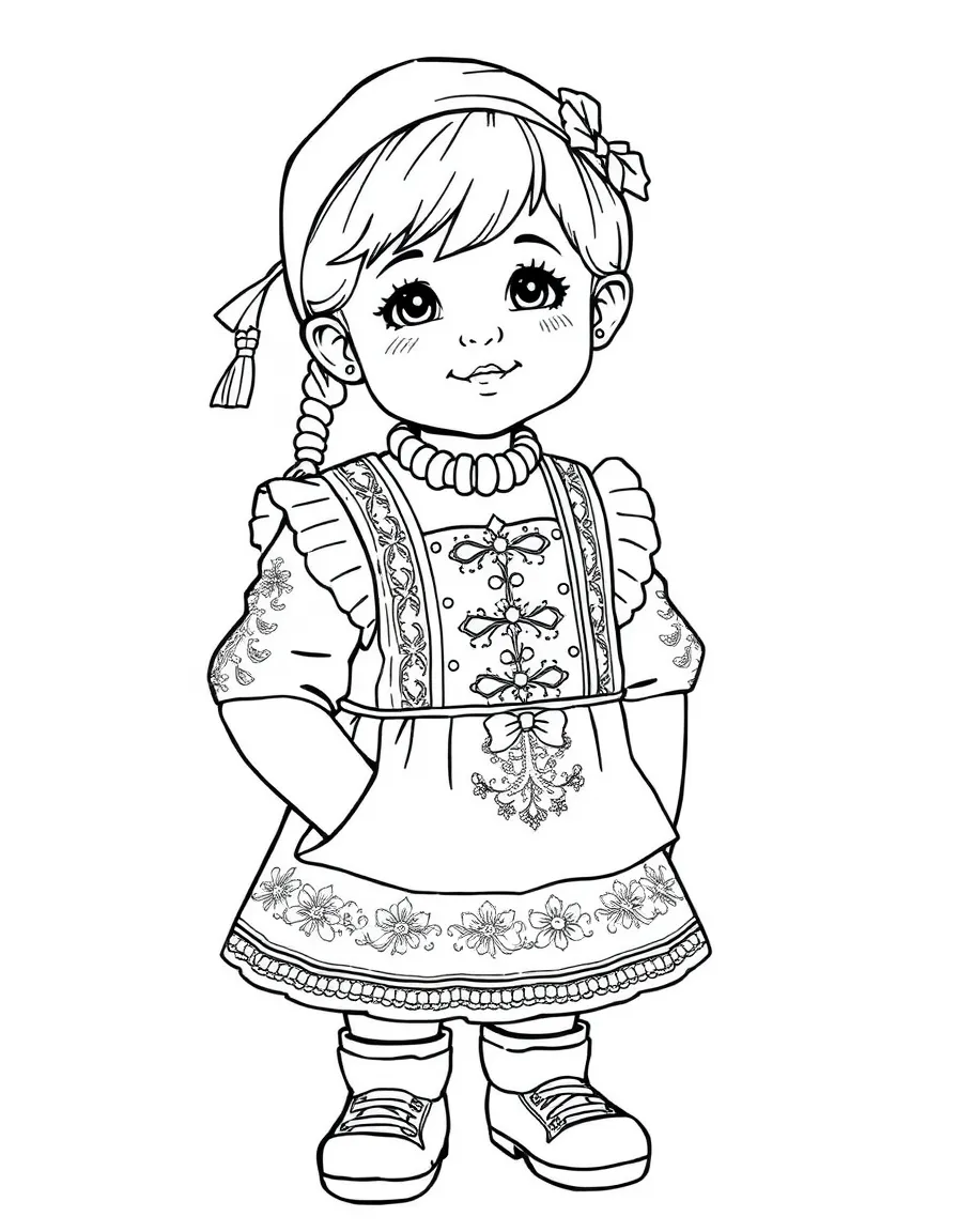 A German child in a traditional Bavarian costume with intricate embroidery.