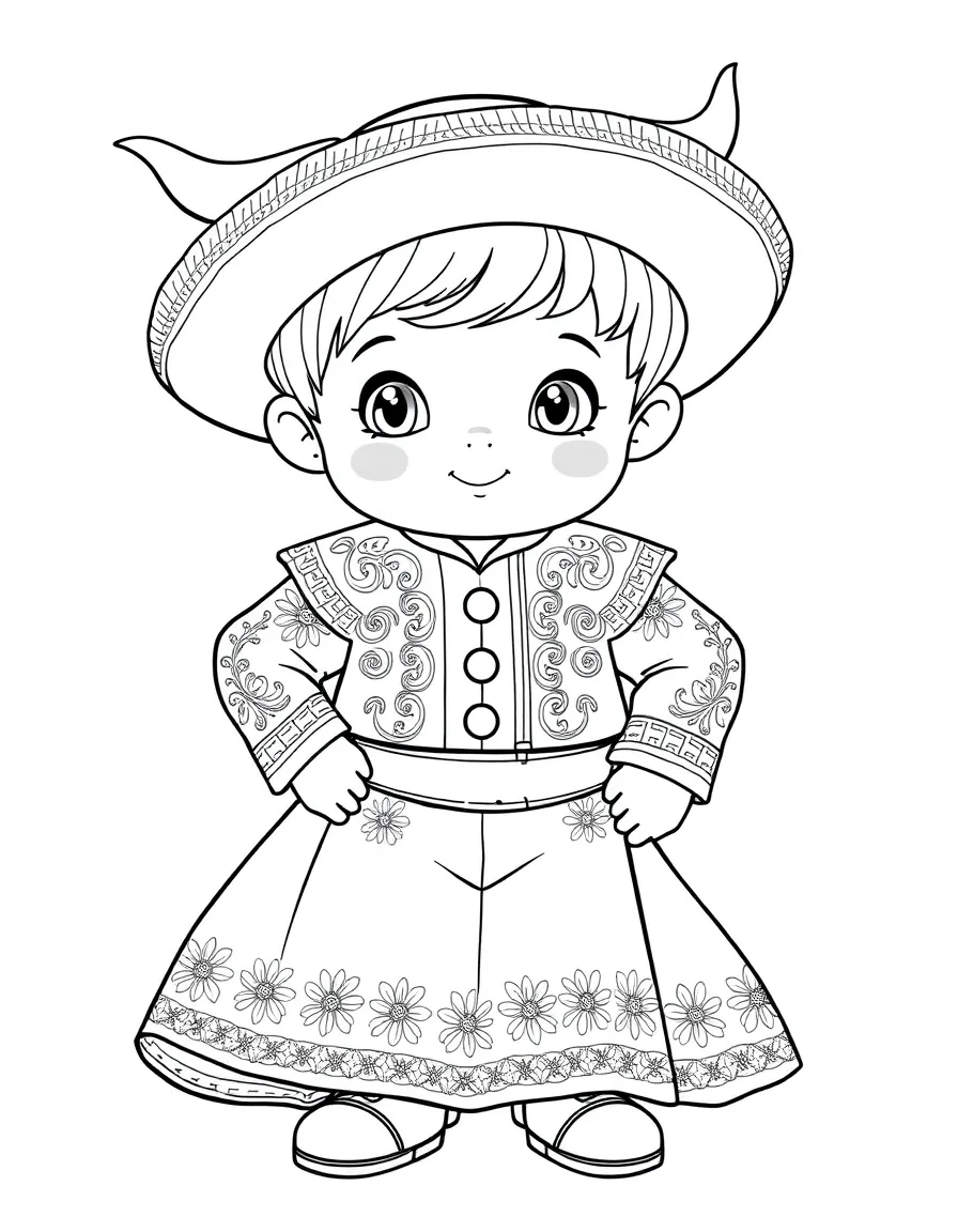 A Spanish child in a full bullfighter costume with detailed embroidery.