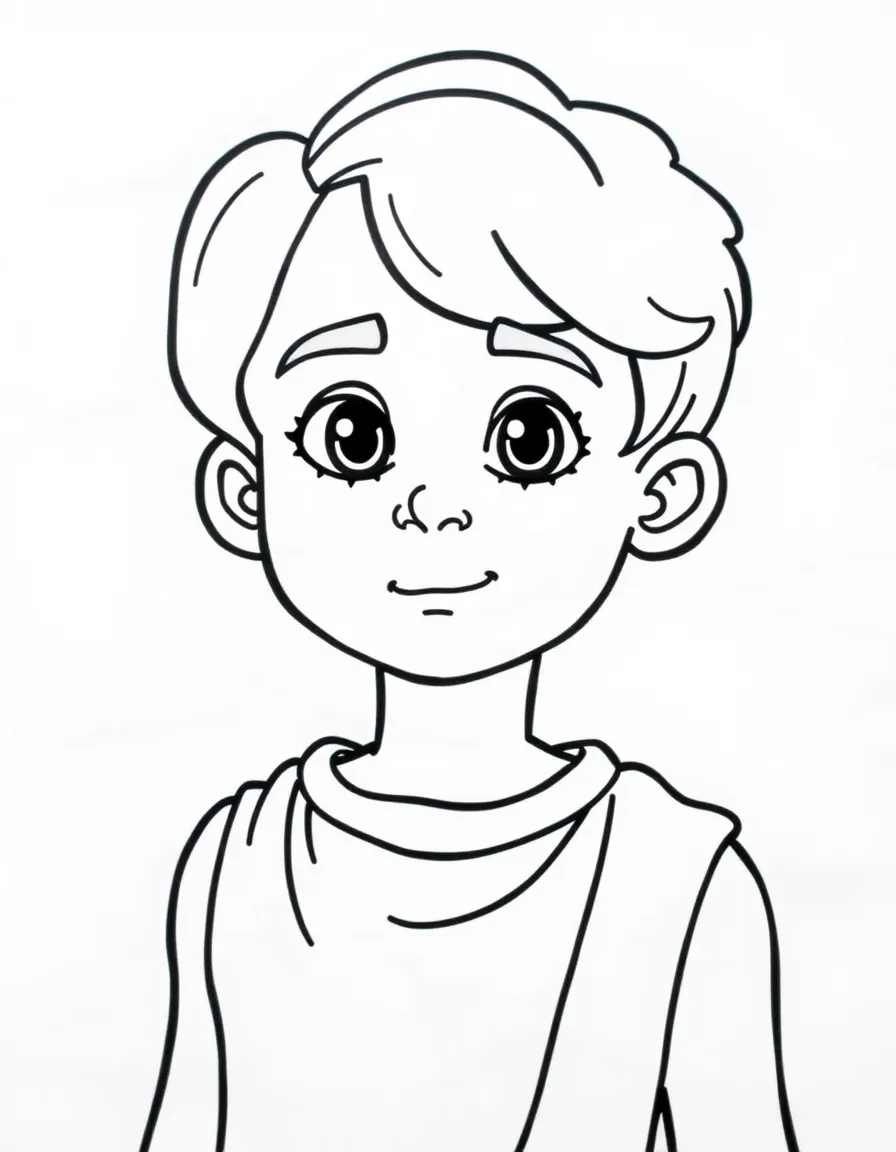 A Greek boy with short dark hair, wearing a plain white tunic.