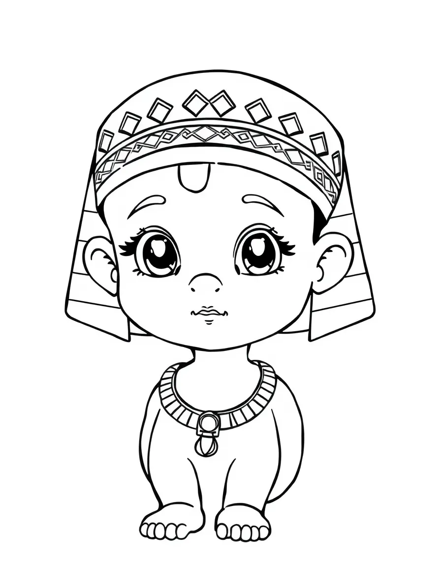 An Egyptian child, with a simple patterned band on their head.