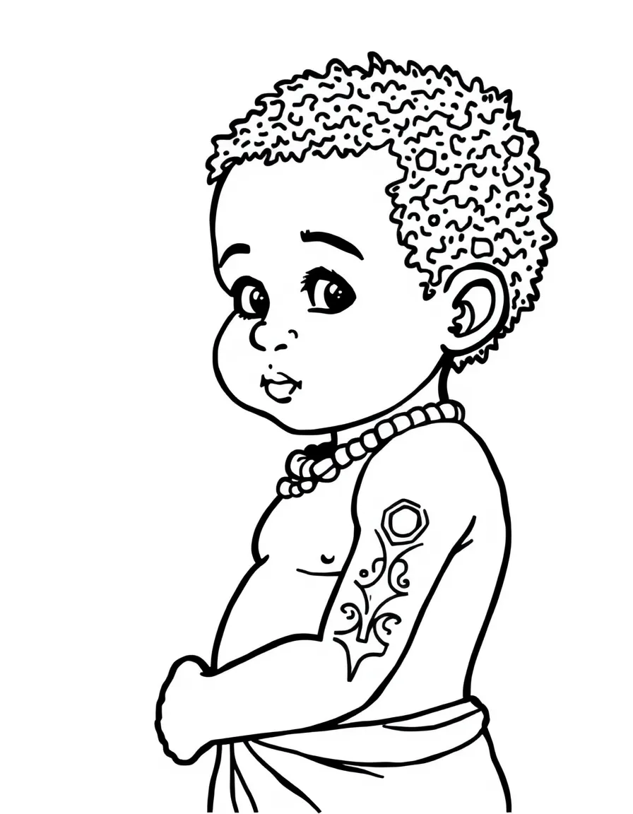An Australian Aboriginal child, with a simple line pattern on their arm.