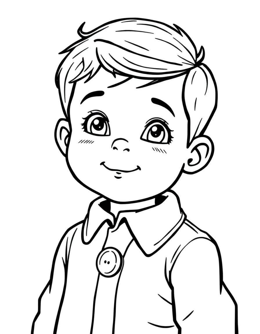 A German child, with a simple button on their shirt.