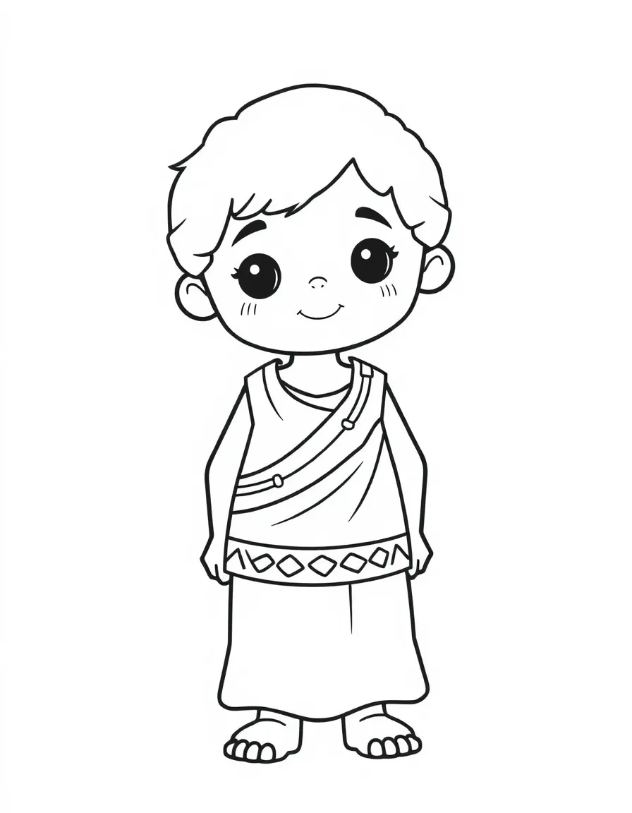 A Greek child, with a simple border pattern on their tunic.