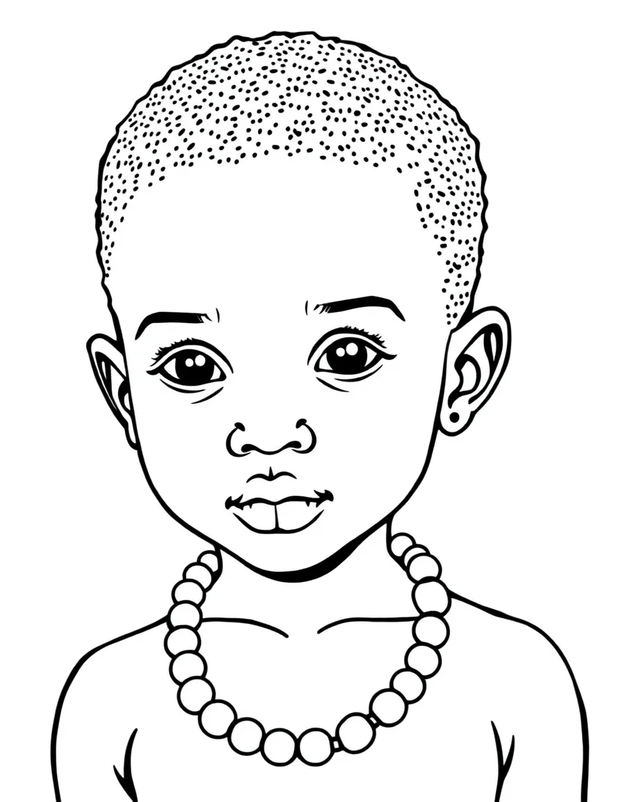 A South African child, with a simple bead pattern on their necklace.