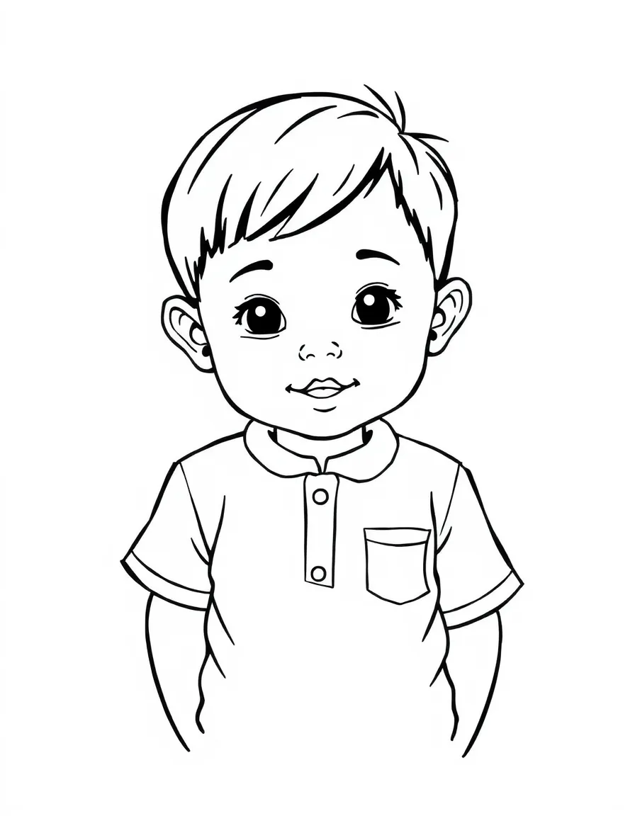 A Filipino child, with a simple embroidered detail on their shirt.