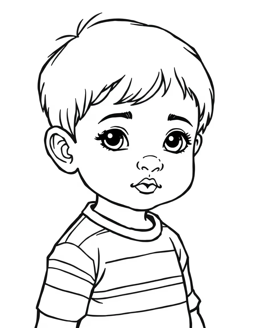 A Bangladeshi child, with a simple striped pattern on their clothes.