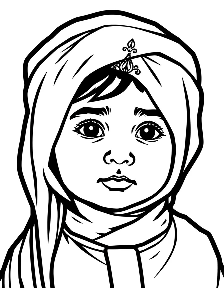 An Omani child, with a simple embroidered design on their cap.