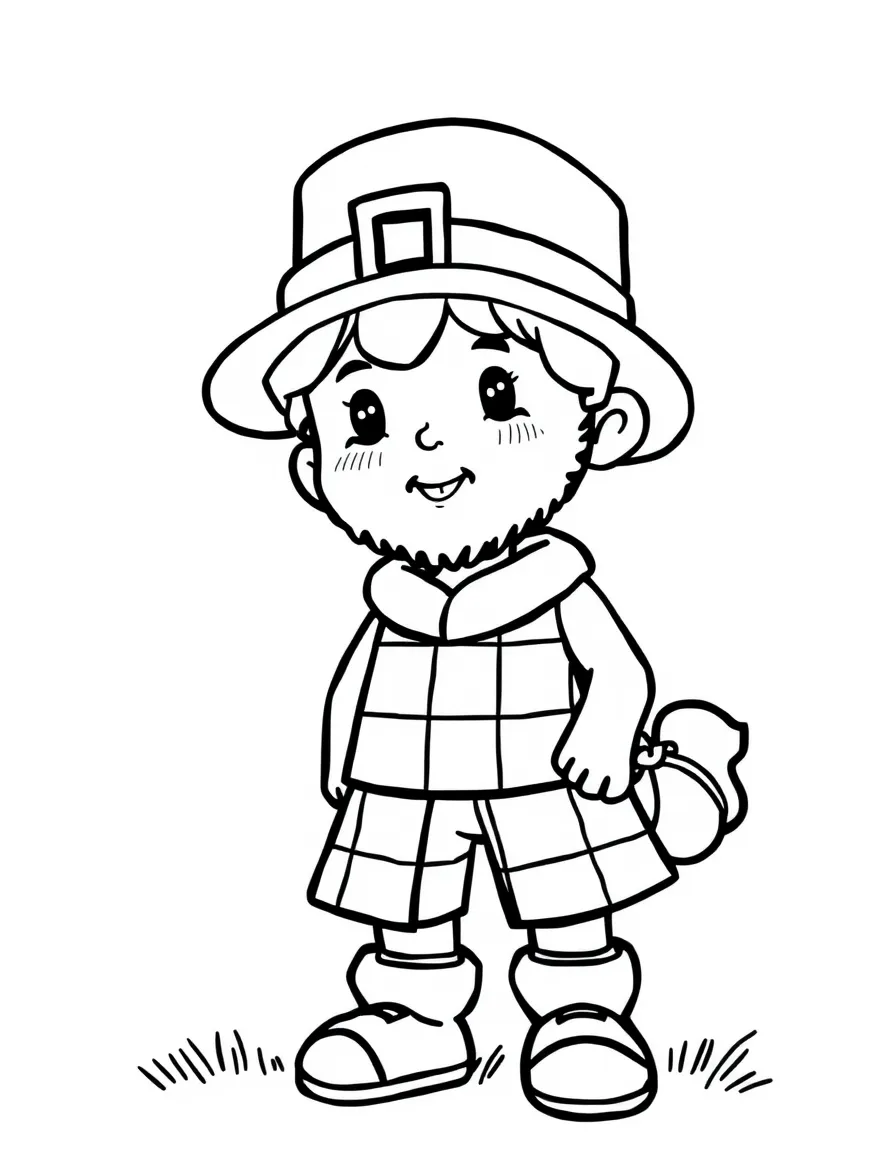 An Irish child, with a simple green and white checkered pattern.