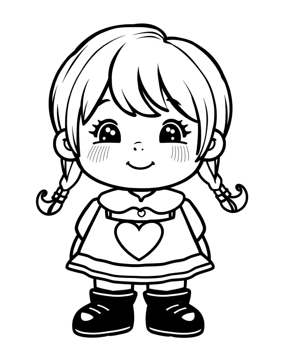 A German child, with a simple heart button on their dirndl.
