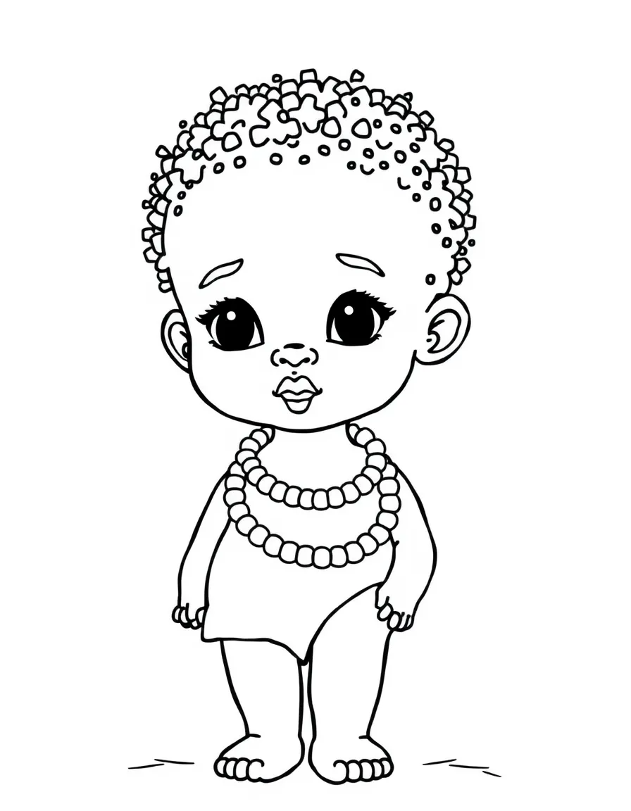 A South African child, with a simple striped bead pattern.