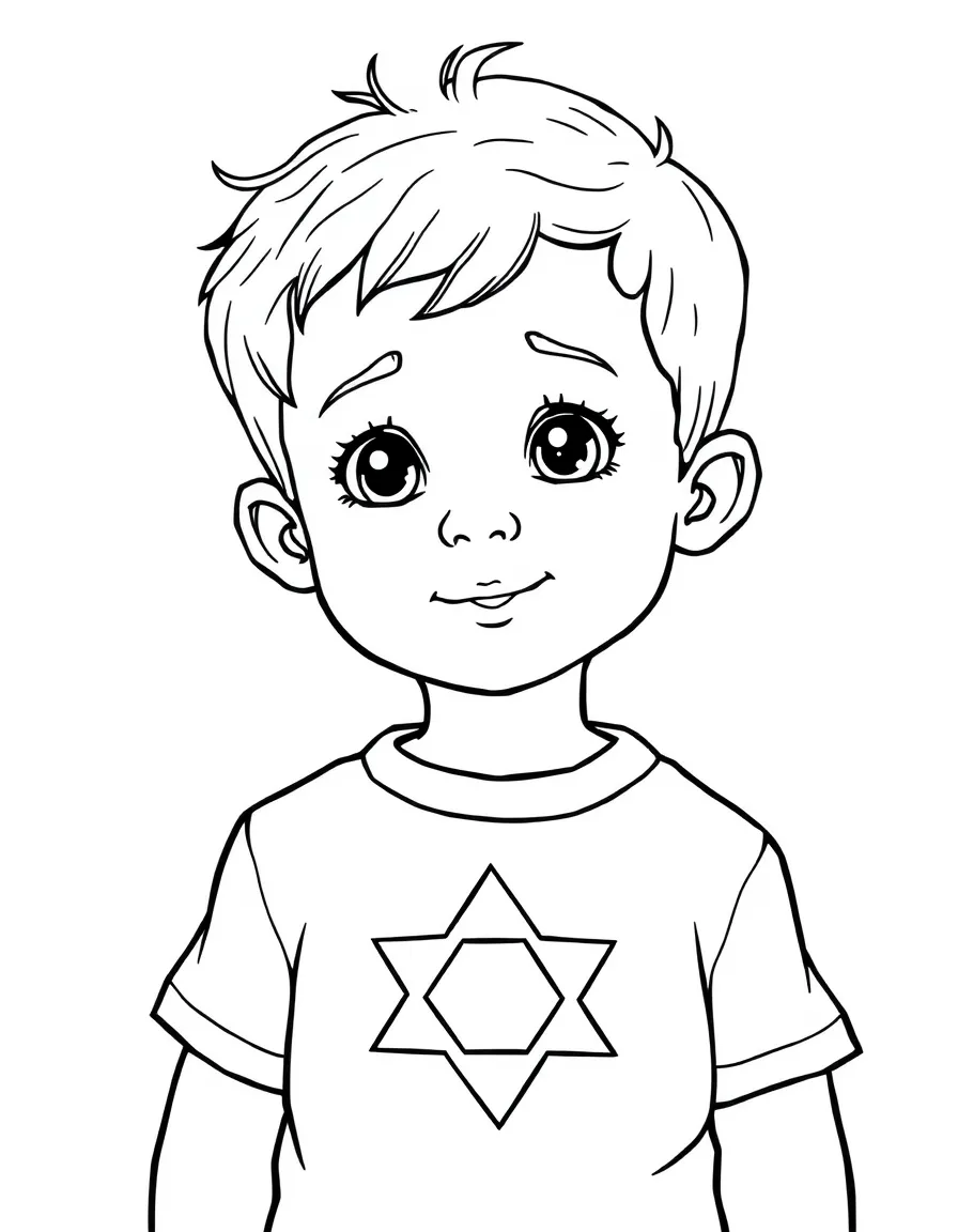 An Israeli child, with a simple star of David on their shirt.