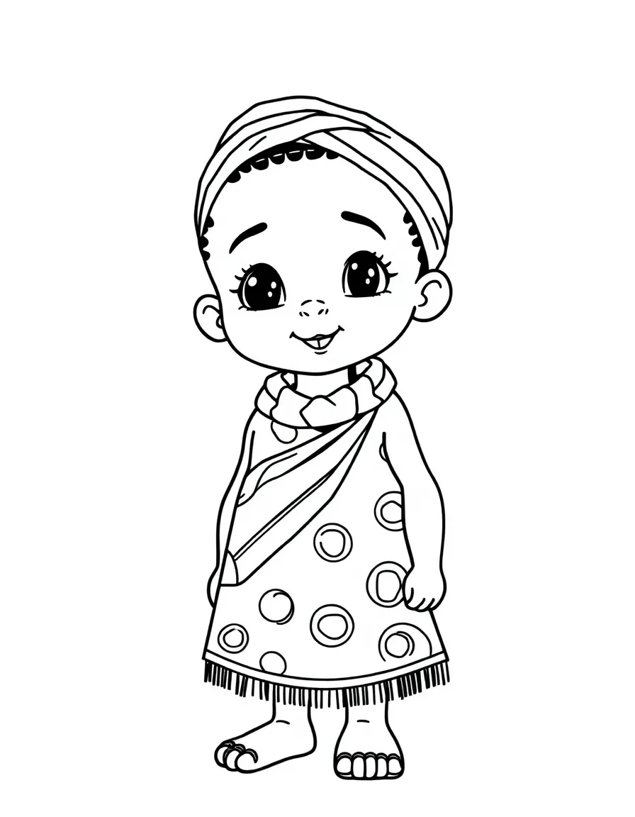 A South African child, in simple colorful clothes, looking vibrant.