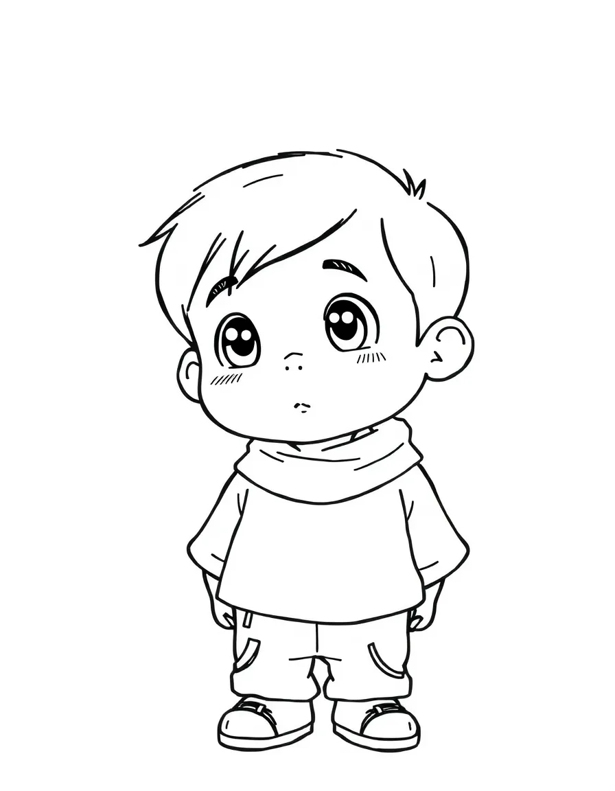 An Israeli child, in simple modern clothes, looking curious.