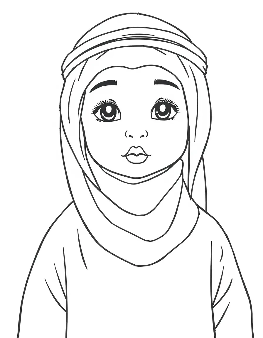 A Saudi Arabian child, in a plain thobe, looking honorable.