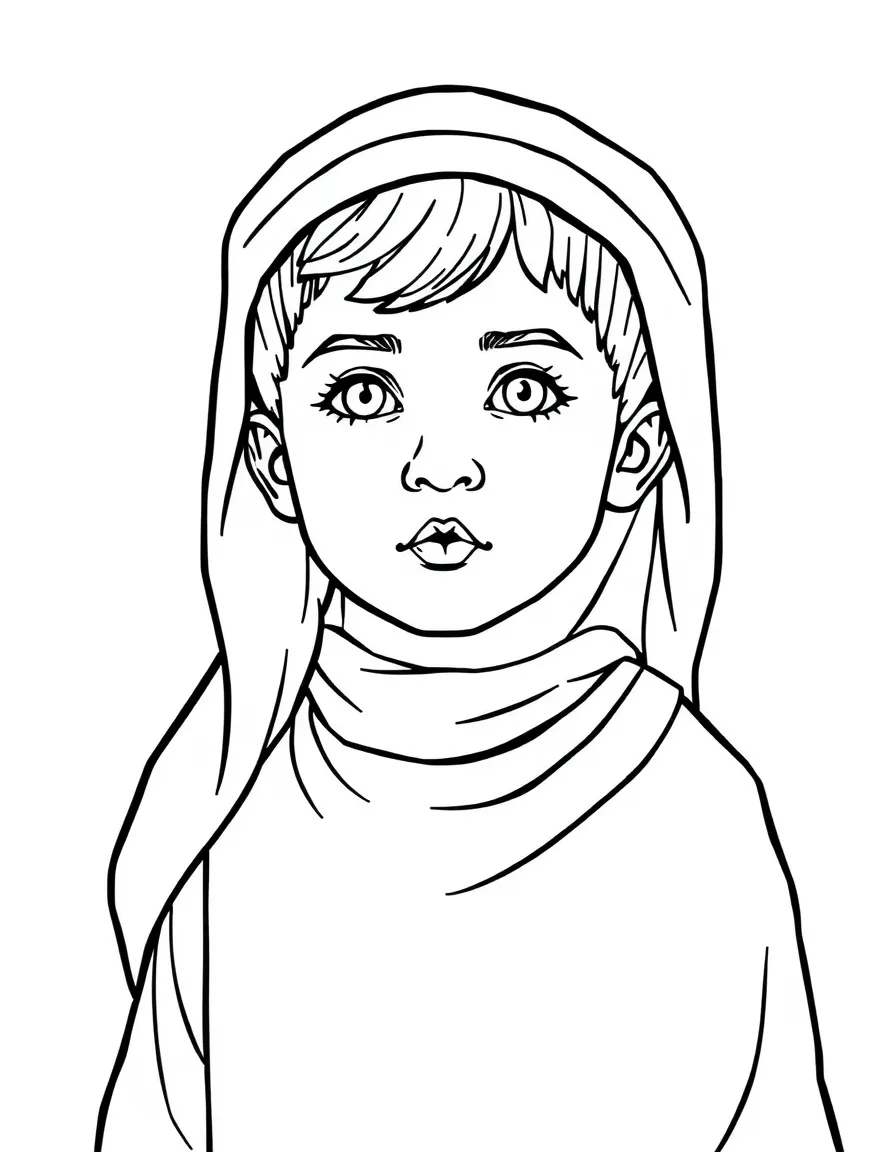A Jordanian child, in a plain thobe, looking enduring.