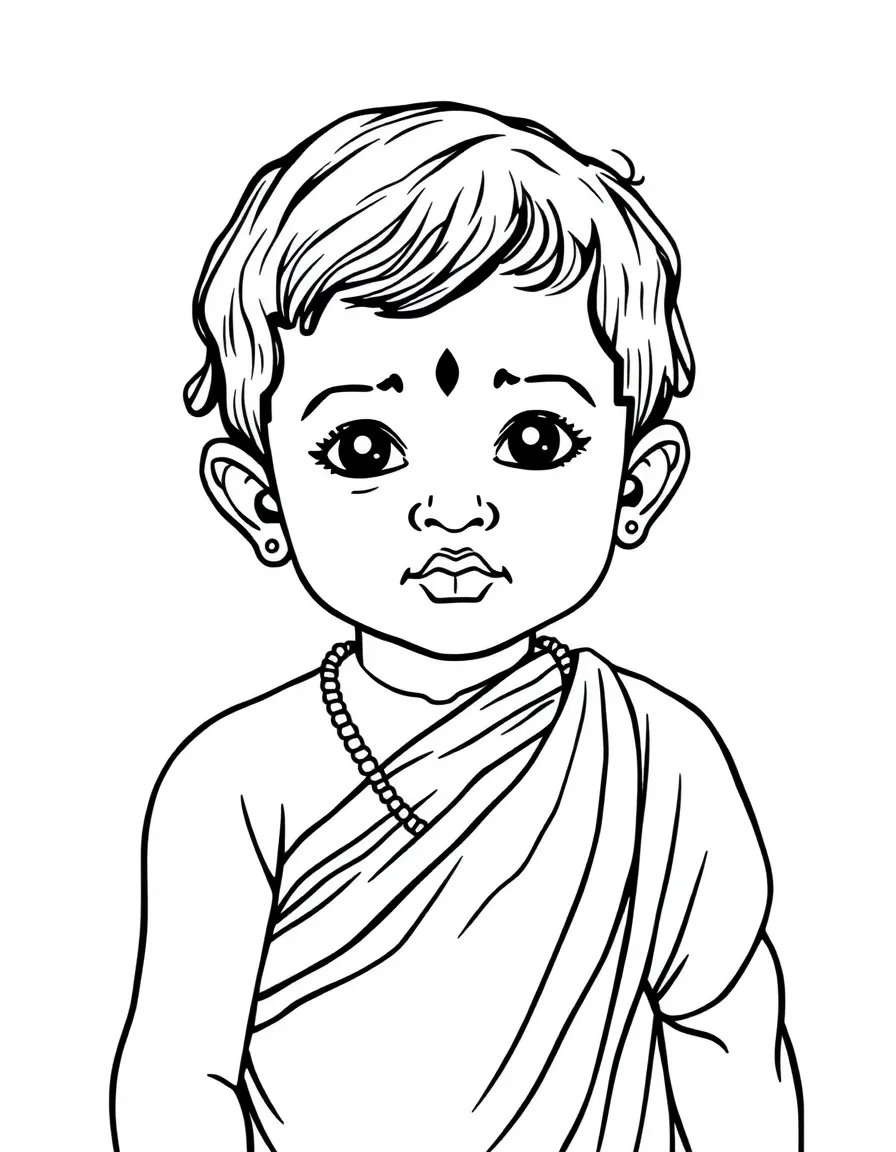 A Sri Lankan child in a simple orange sari.