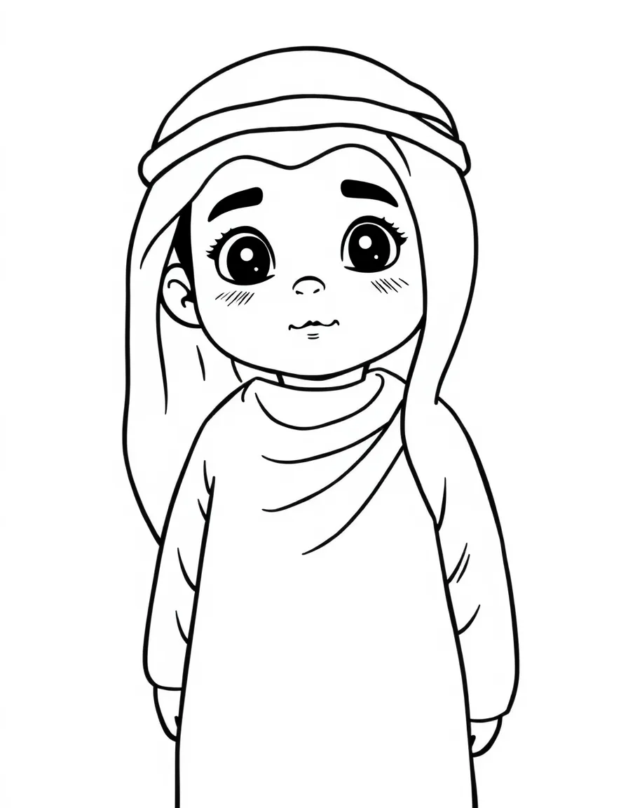 A Saudi Arabian child in a simple light green thobe.