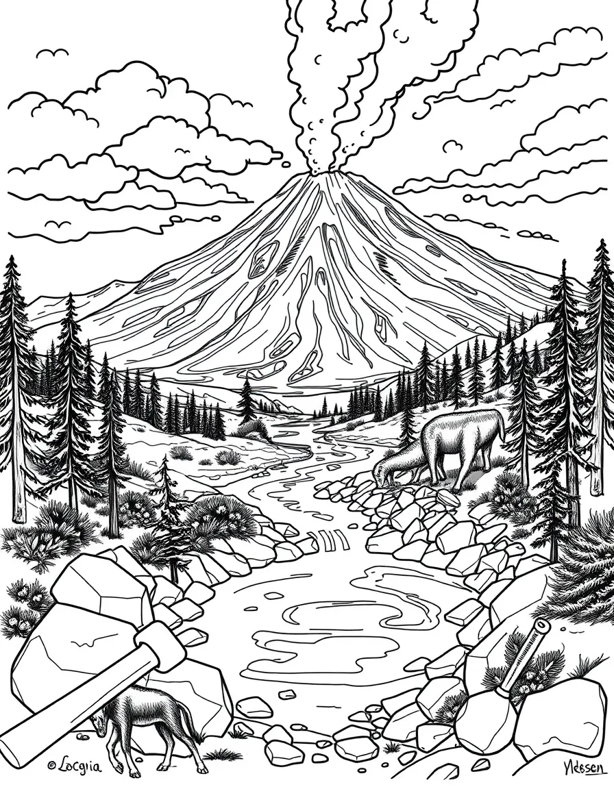 Lassen Volcanic with volcanic activity, Northern California wildlife, hot springs, and geology hammer and rock collection tools