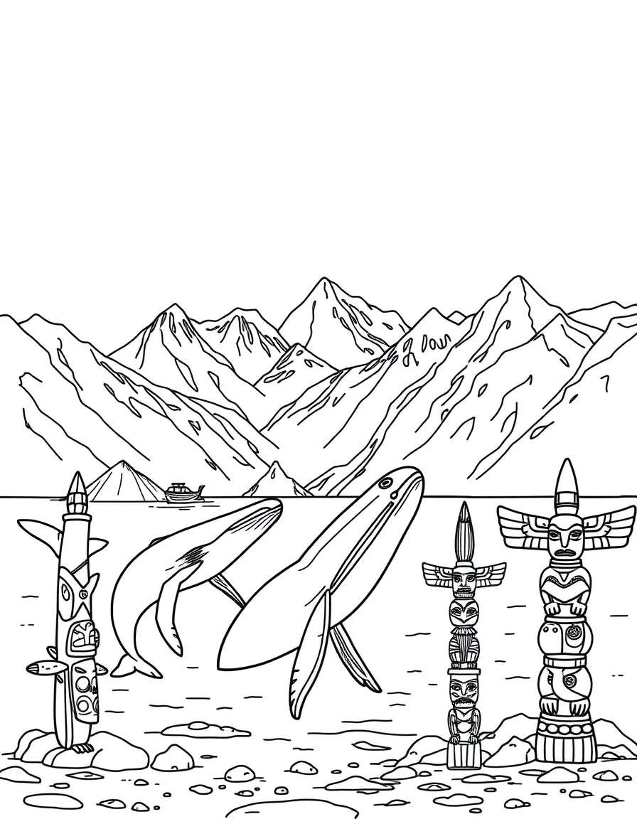 Glacier Bay National Park with Alaska humpback whales, ice calving glaciers, Tlingit Native American totems, and marine wildlife photography