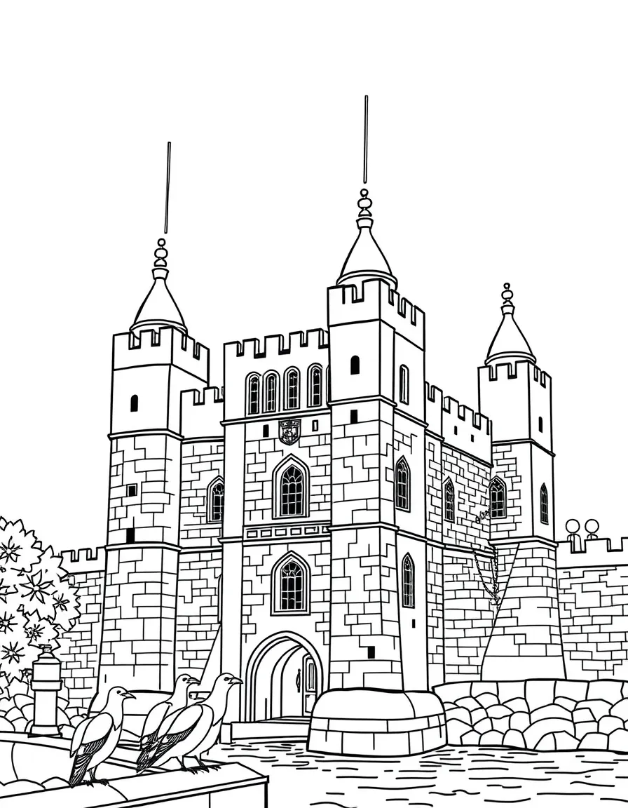 The Tower of London with British Crown Jewels, Yeoman Warder guards, Thames River ravens, and medieval fortress history