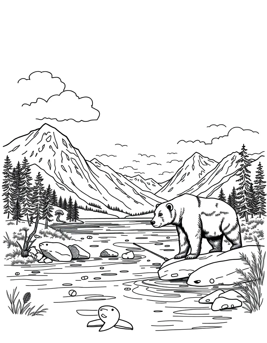 Lake Clark National Park with Alaska red salmon runs, brown bear fishing, volcanic mountains, and Dena'ina Native American culture