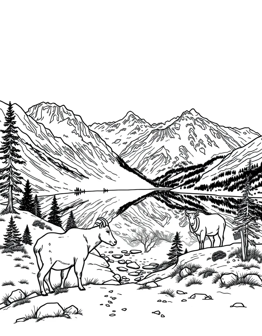 North Cascades National Park with Washington mountain goats, alpine lake reflections, Pacific Crest Trail markers, and wilderness solitude