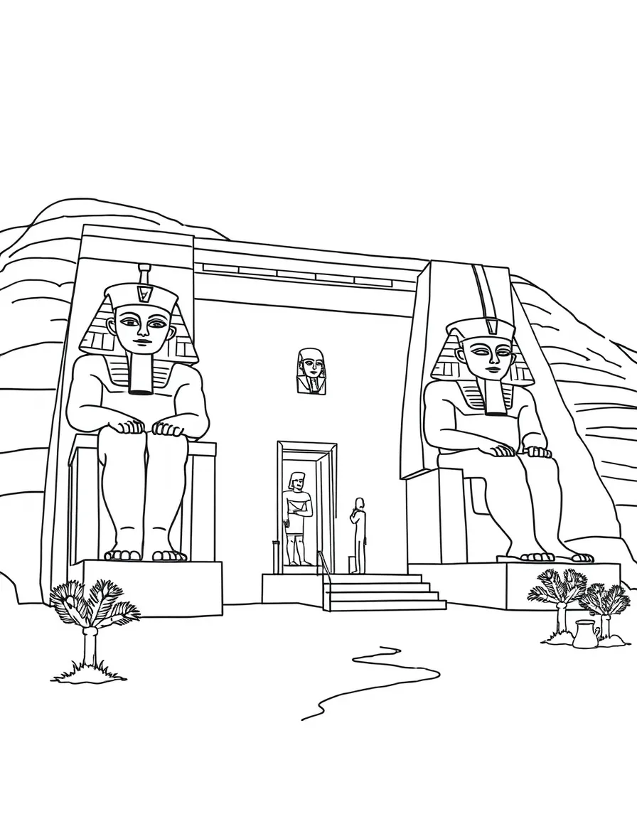The Abu Simbel temples with Egyptian Nile River relocations, Ramesses II colossal statues, UNESCO heritage preservation, and ancient Nubian culture