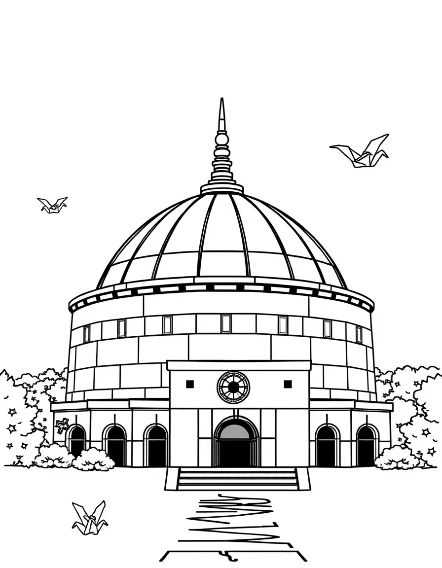 The Atomic Bomb Dome with Hiroshima peace memorials, Japanese nuclear history, origami crane symbols, and world peace education