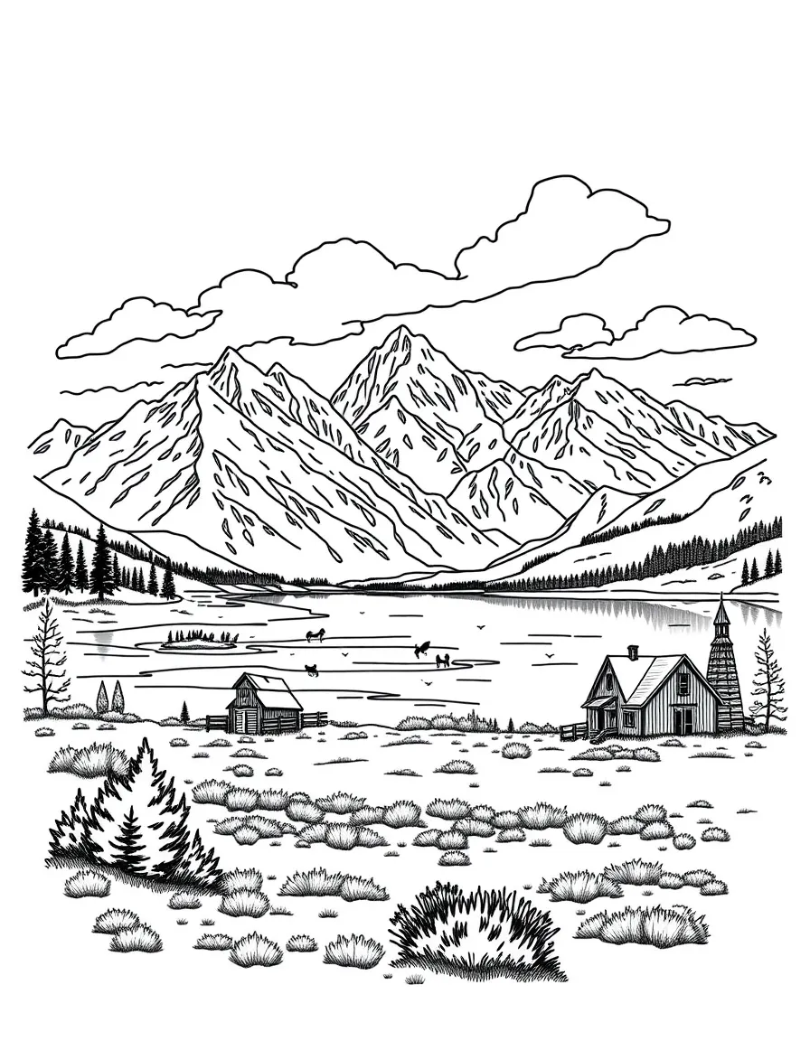 Grand Teton National Park with Wyoming Teton Range peaks, Jackson Lake reflections, Mormon Row historic barns, and Greater Yellowstone ecosystem