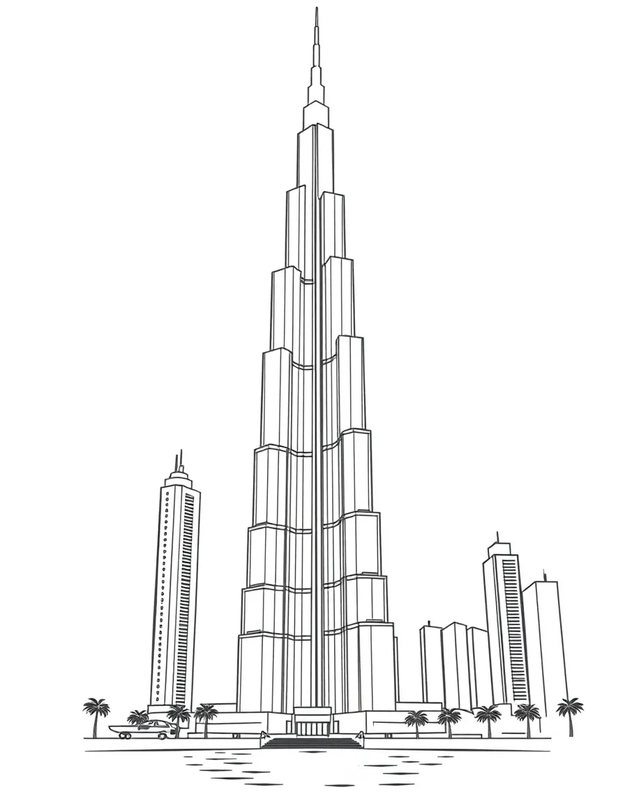 The Burj Khalifa with Dubai vertical city architecture, United Arab Emirates modern development, Persian Gulf views, and Middle Eastern luxury