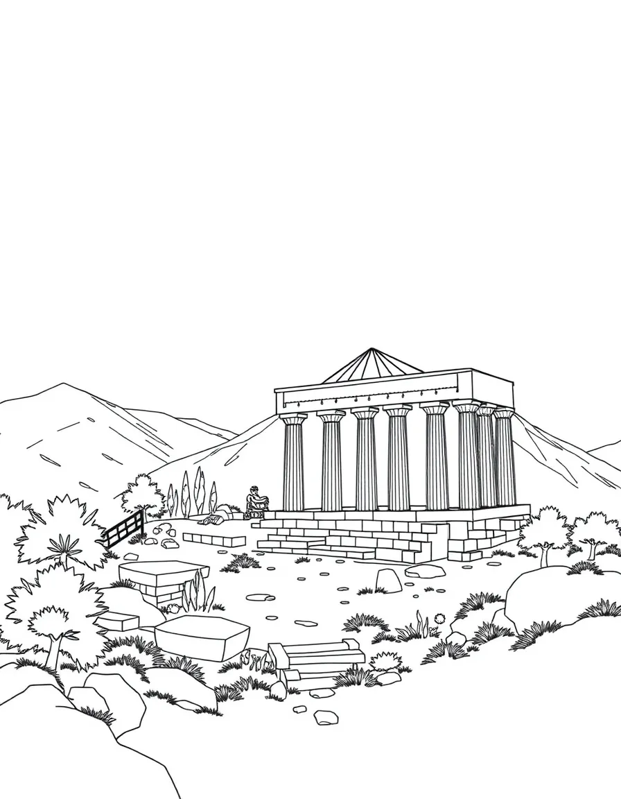 The Delphi Archaeological Site with Greek Oracle consultations, Mount Parnassus sacred slopes, ancient philosophical wisdom, and Pythian Games athletic competitions