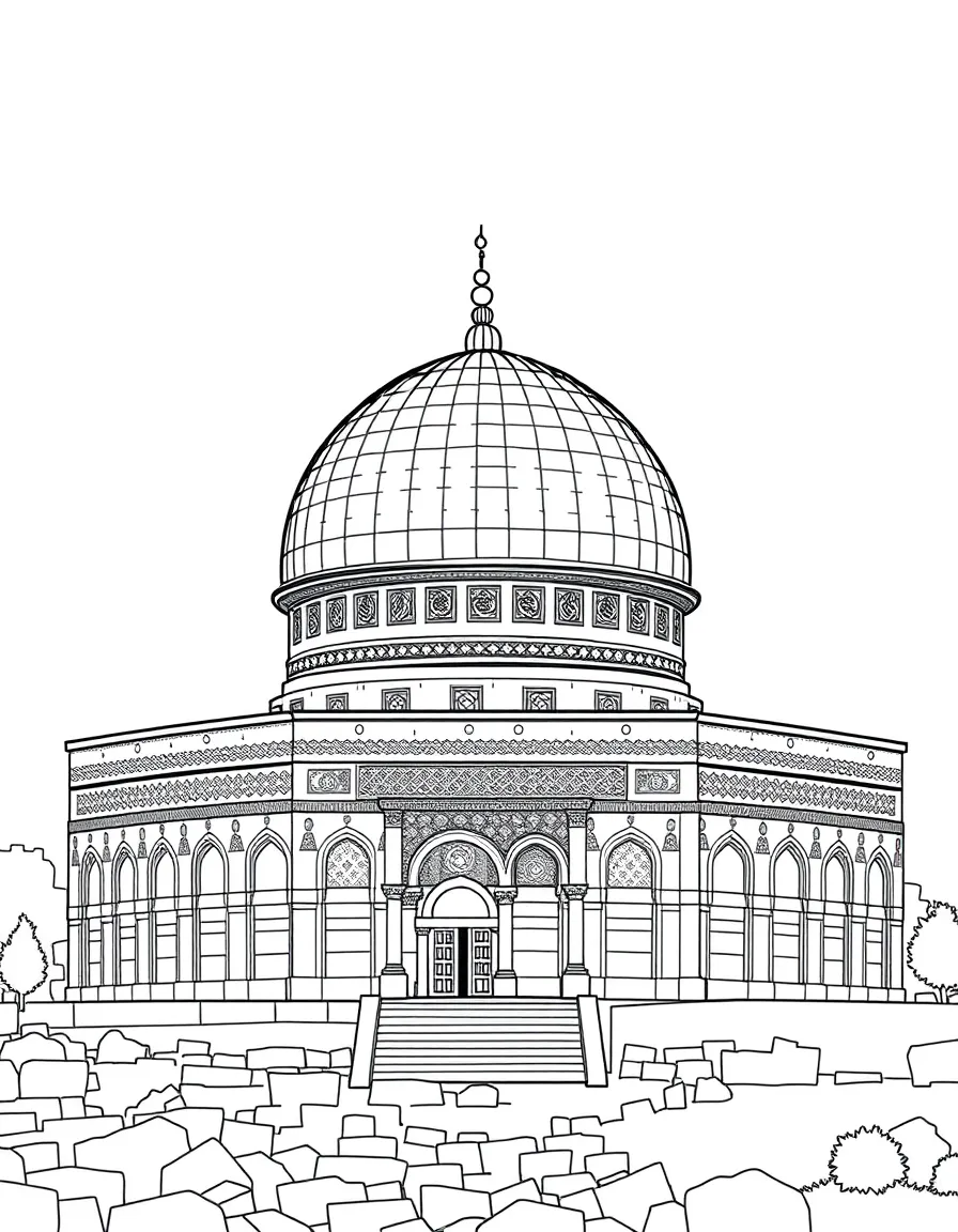 The Dome of the Rock with Jerusalem Islamic shrine, Temple Mount religious significance, Byzantine-Islamic architecture, and Middle Eastern pilgrimage traditions