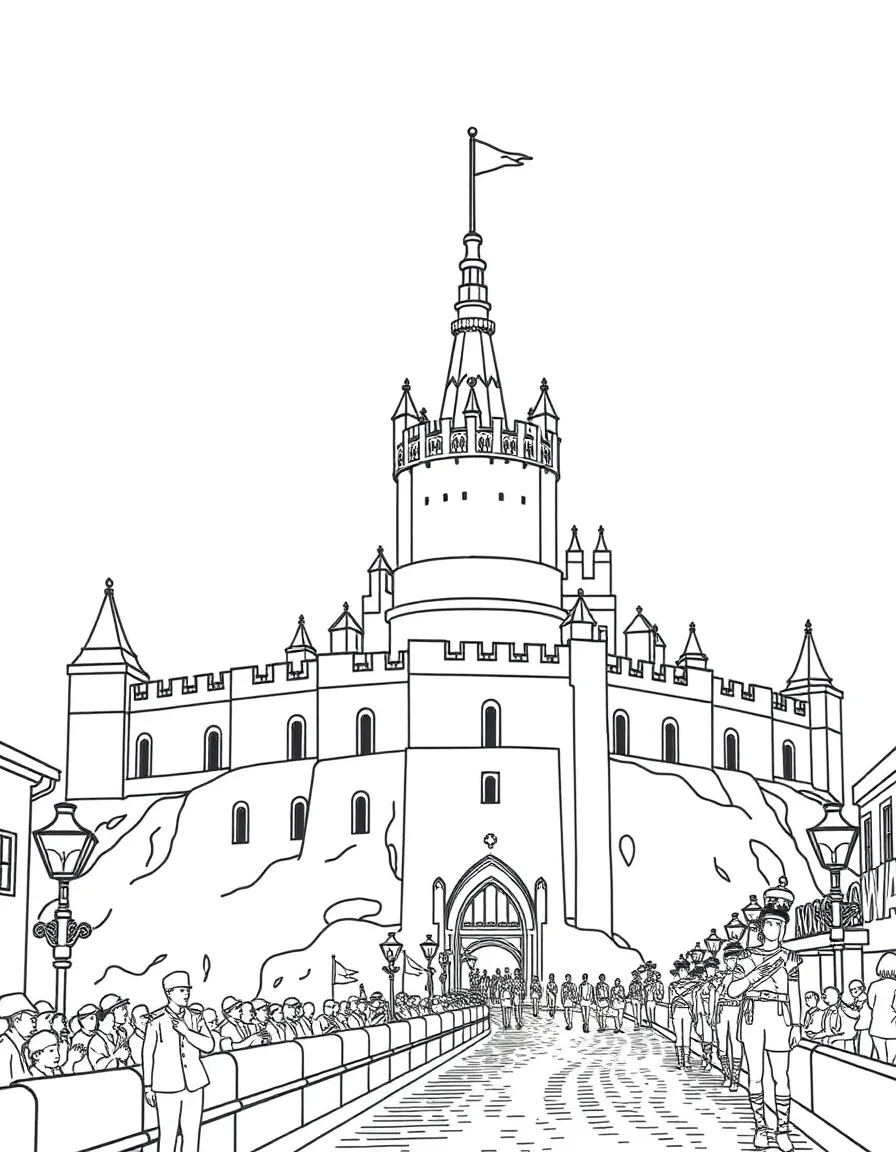 The Edinburgh Castle with Scottish royal fortress, Royal Mile termination, military tattoo performances, and Highland cultural celebrations