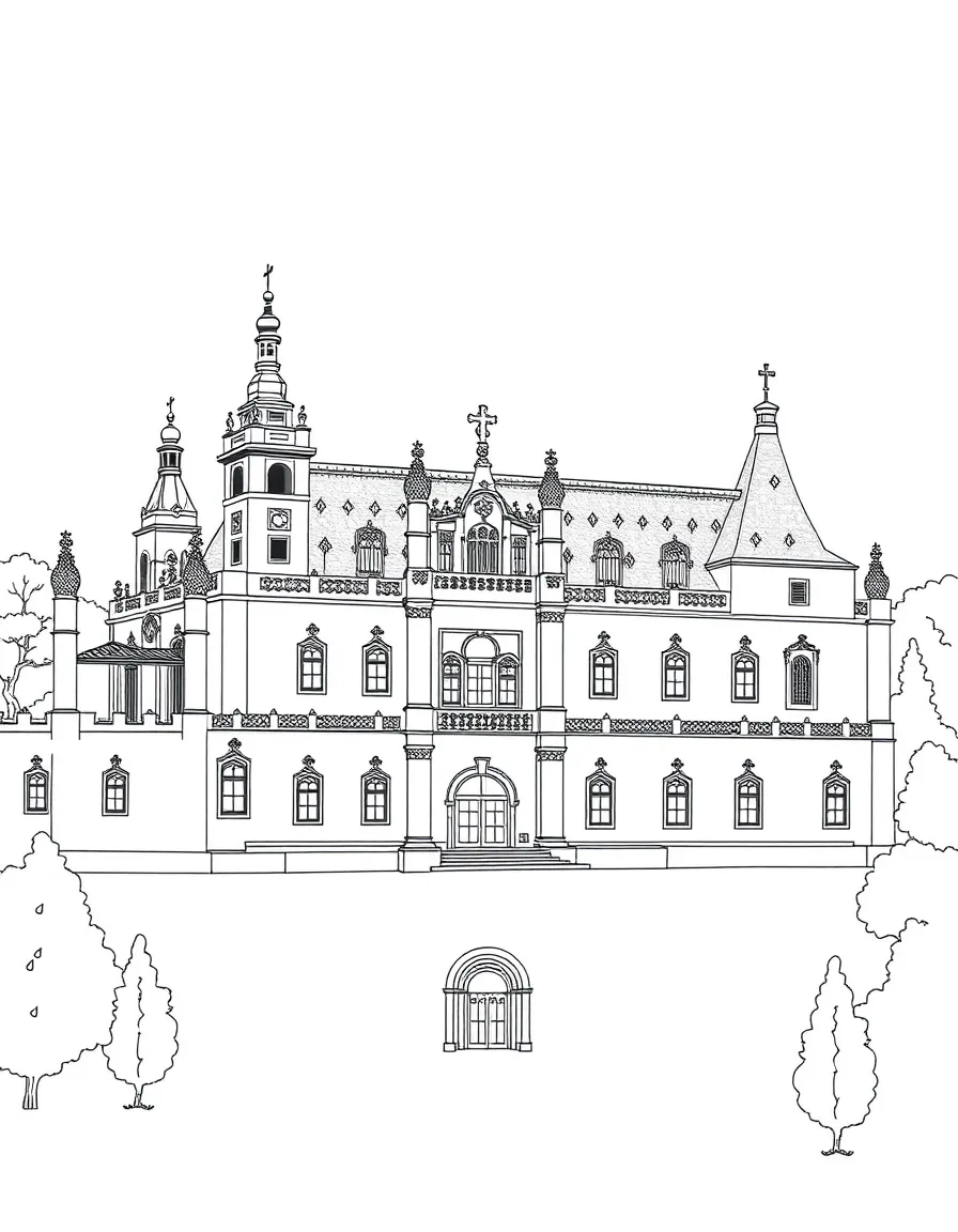 The El Escorial with Spanish Habsburg monastery, Philip II royal pantheon, Renaissance architectural severity, and Catholic Counter-Reformation symbols
