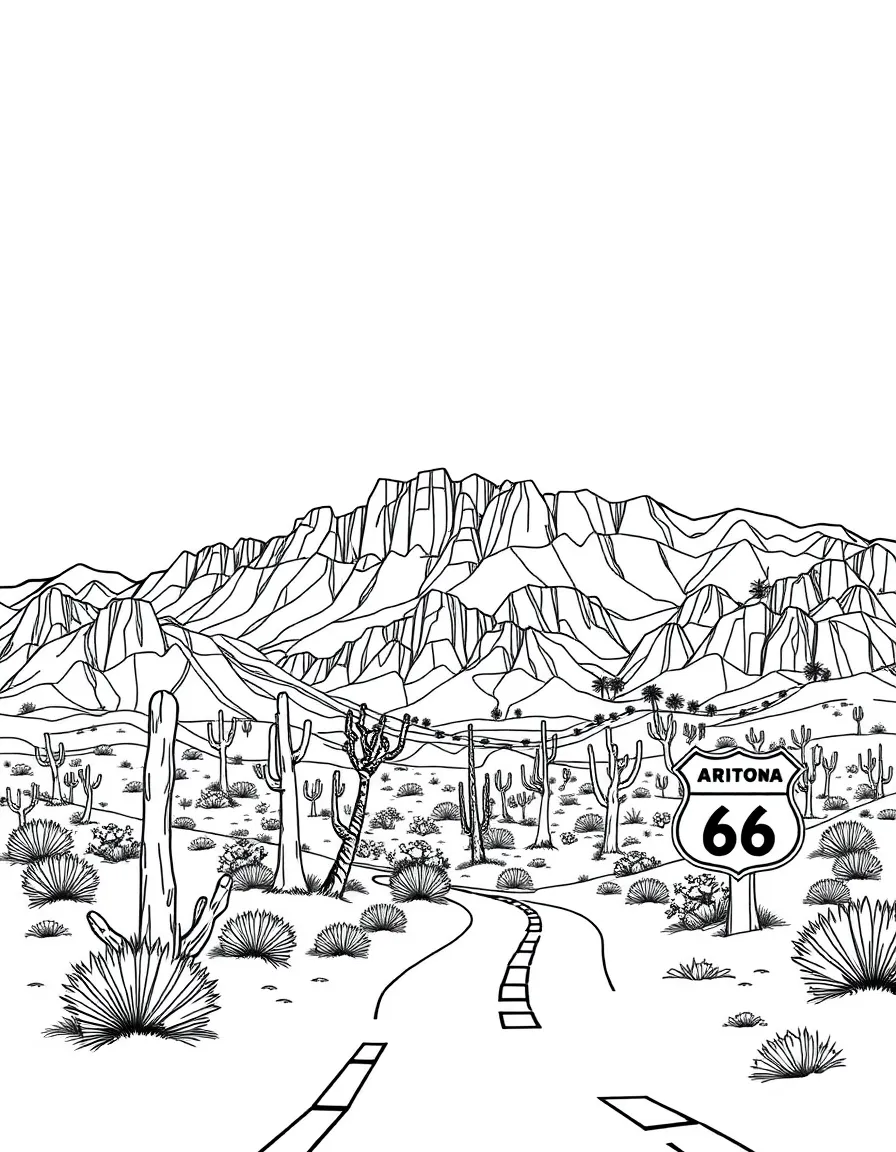 Petrified Forest National Park with Arizona ancient forest fossilization, Painted Desert colorful badlands, Route 66 vintage Americana, and Triassic period geology