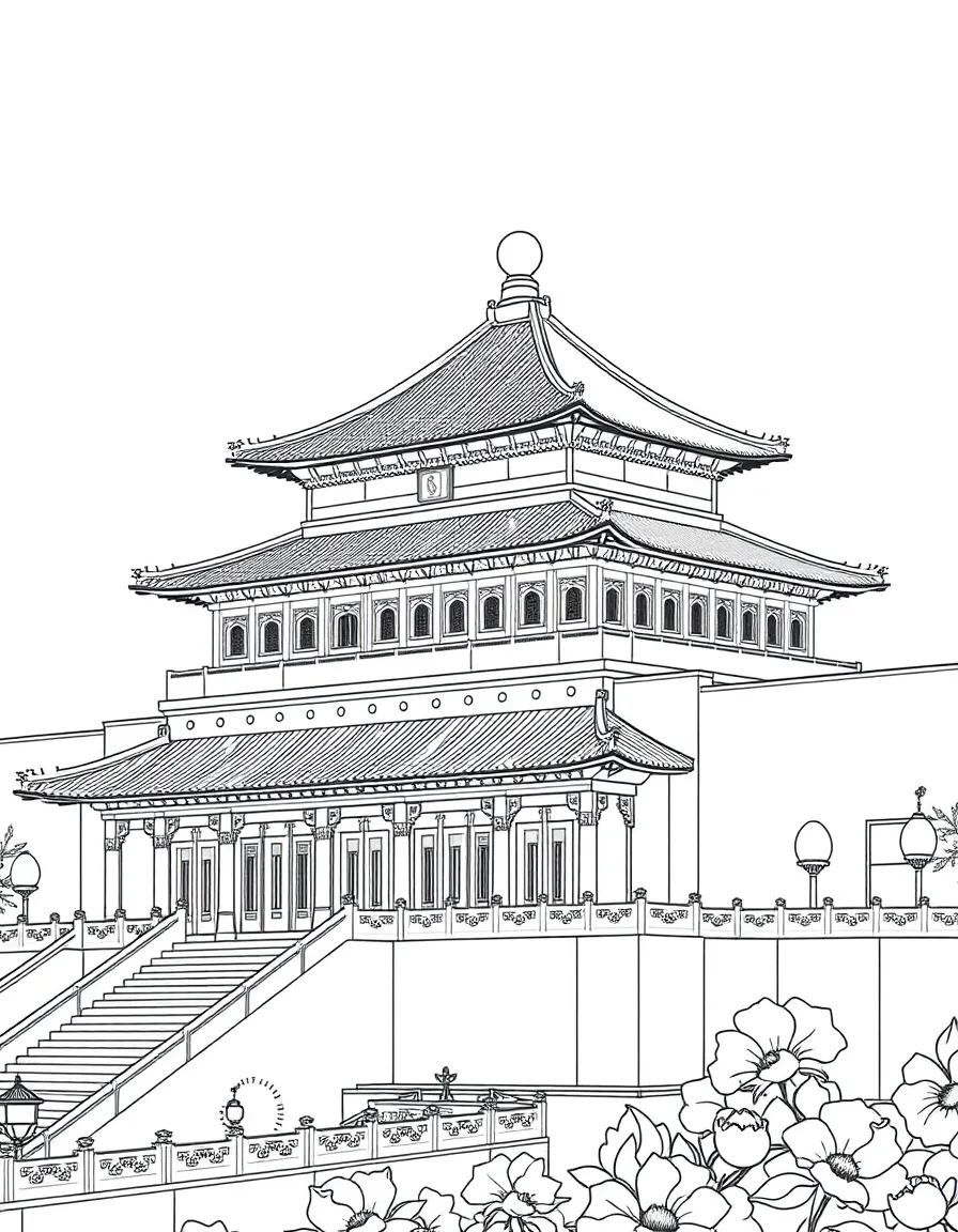 The Forbidden City with Chinese imperial palace complex, Ming-Qing dynasty architecture, Tiananmen Square adjacency, and Mandarin court ceremonial traditions
