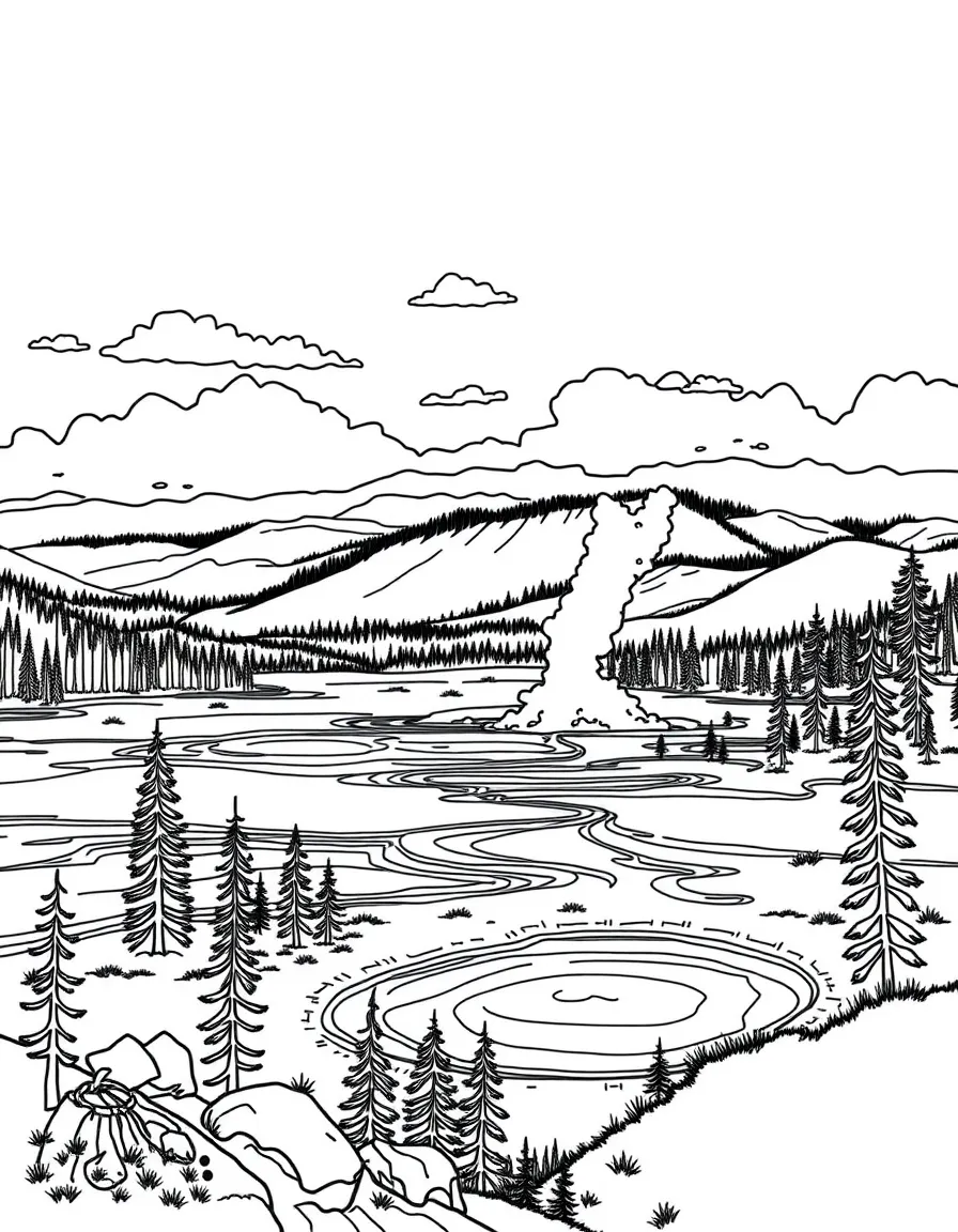 Yellowstone National Park with Wyoming geothermal wonderland, Old Faithful predictability, Yellowstone Lake ecosystem, and America's first national park legacy