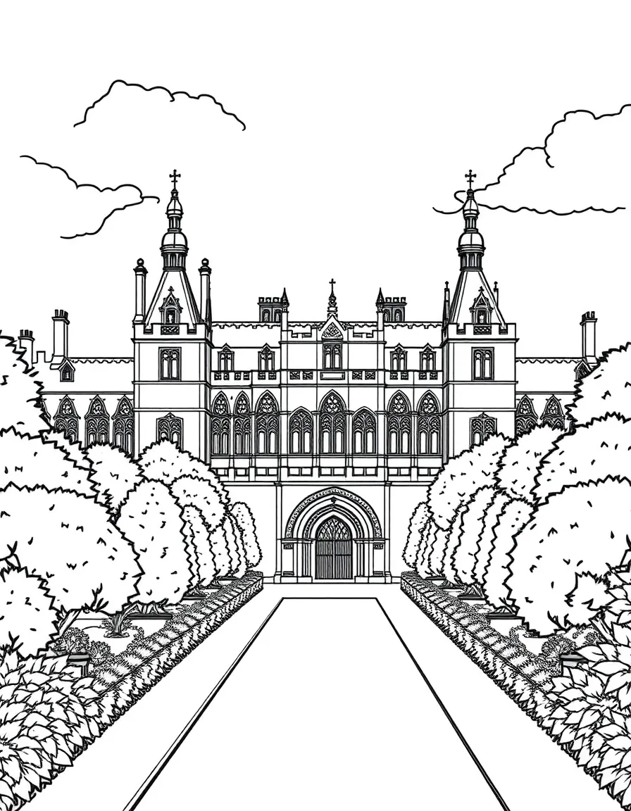 The Hampton Court Palace with English Tudor royal residence, Henry VIII historical significance, Thames River royal access, and Renaissance garden design